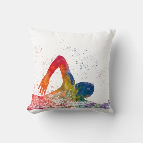 decorative-pillow-featuring-watercolor-swimmer-best-gifts-for-swimmers